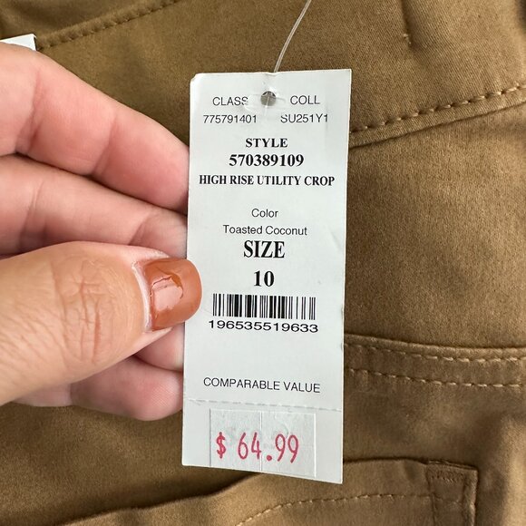 NWT White House Black Market High Rise Utility Crop Pant 10 Toasted Coconut - Picture 6 of 9